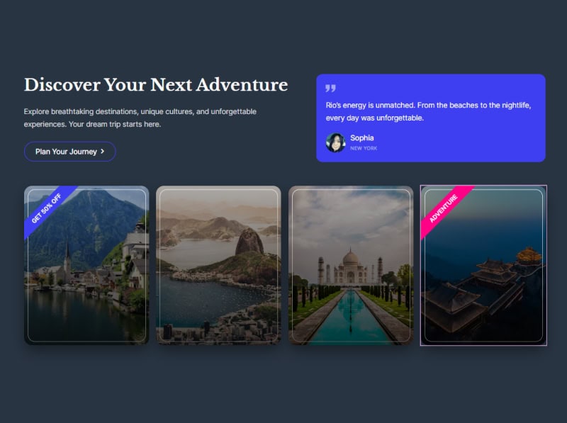 Travel Agency Parallax 3D Content Card