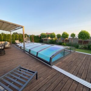 Zadaszenie basenowe CASABLANCA 8,69 x 4,25 x 0,75 poliwęglan lity pokrywa elegancka na basen