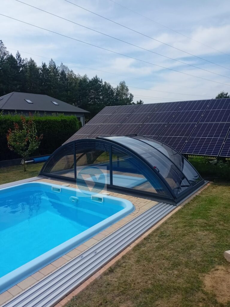 Zadaszenie na basen KLASIK 7,40 x 3,95 x 1,20 poliwęglan lity dach basenowy POKRYWA