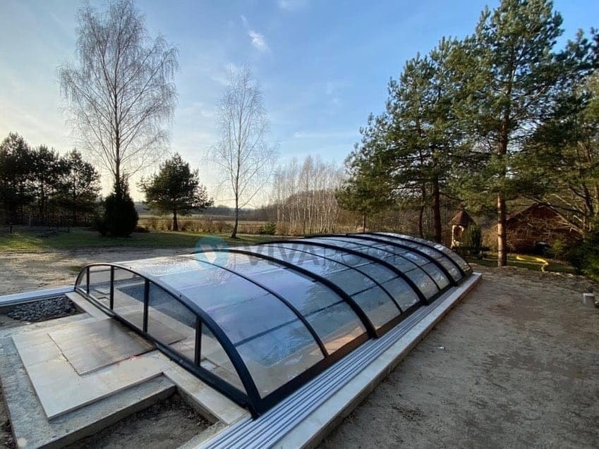 Zadaszenie basenowe SMART 10,29 x 4,50 x 0,85 poliwęglan lity niskie eleganckie zadaszenie basenowe
