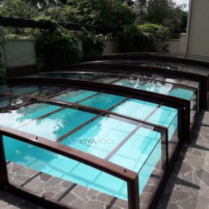 Zadaszenie basenowe 15,37 x 6,00 x 0,90 eleganckie PRESTIGE R1 z jedną prowadnicą PC lity
