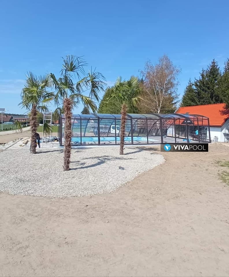 Eleganckie zadaszenie na basen wysokie OPTIMA 9,0 x 4,00 x 2,25 poliwęglan lity pokrywa basenowa jacuzzi
