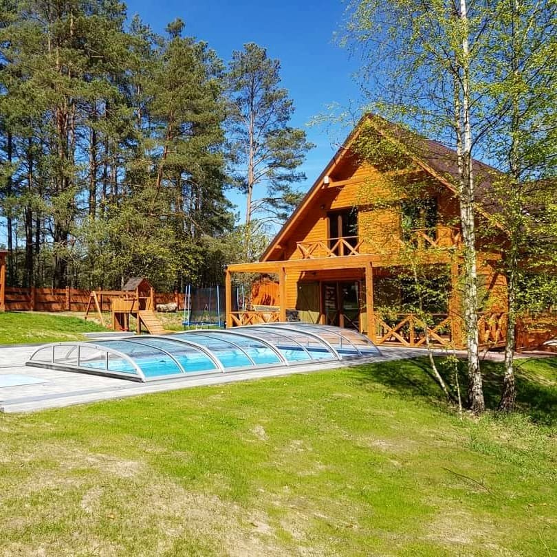 Niskie zadaszenie basenowe ELEGANT 6,58 x 3,72 x 0,80 z poliwęglanu litego pokrywa basenowa