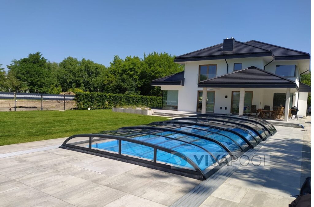 Zadaszenie basenowe ELEGANT 10,68 x 4,47 x 0,90 poliwęglan lity elegancka pokrywa na basen