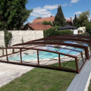 Nowoczesne zadaszenie 10,29 x 4,50 x 0,75 na basen CASABLANCA R1 z jedną szyną poliwęglan lity