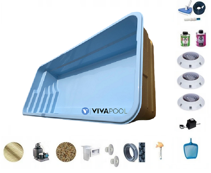 Basen CAŁOROCZNY model VERONA 8,90 x 3,70 x 1,55 poliestrowy basen ogrodowy dla dzieci WANNA WKOPYWANA