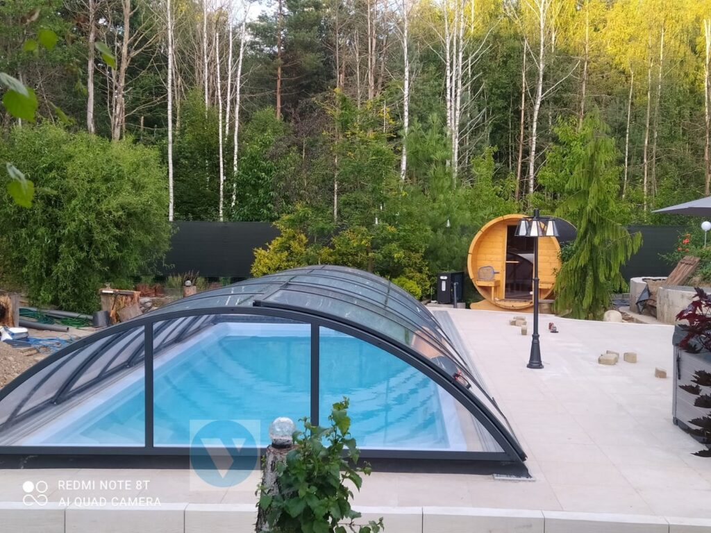Zadaszenie na basen KLASIK 6,40 x 3,20 x 1,00 poliwęglan lity dach basenowy POKRYWA
