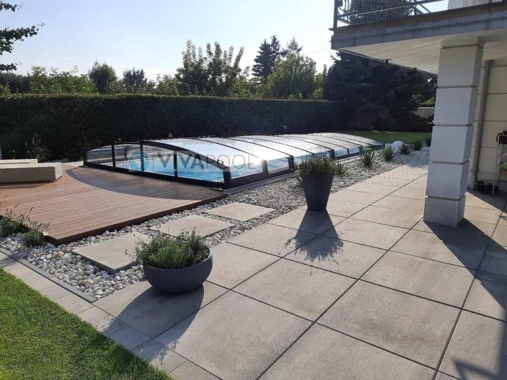 Zadaszenie basenowe CASABLANCA 7,75 x 3,50 x 0,70 poliwęglan lity pokrywa elegancka na basen