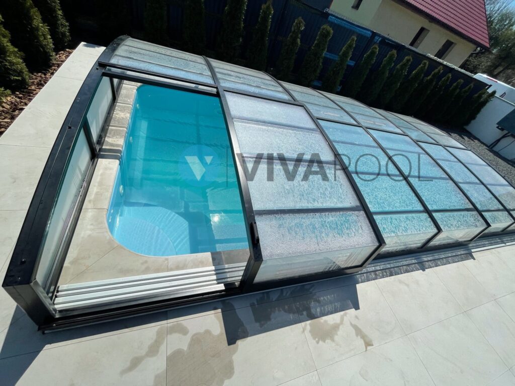 Zadaszenie basenowe CASABLANCA 7,75 x 3,50 x 0,70 poliwęglan lity pokrywa elegancka na basen